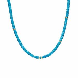 Turquoise Stacked Beaded Necklace with Gold Accents - by Mayamar